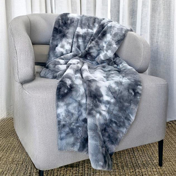 Γούνινη Κουβέρτα Καναπέ (130x170) Aslanis Home Rabbit Fur Γκρι