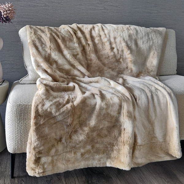 Γούνινη Κουβέρτα Καναπέ (130x170) Aslanis Home Rabbit Fur Μπεζ
