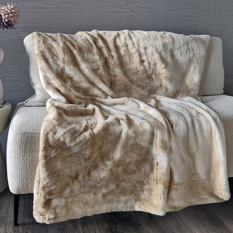 Γούνινη Κουβέρτα Καναπέ (130x170) Aslanis Home Rabbit Fur Μπεζ