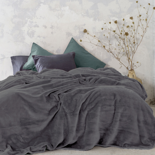 Κουβέρτα Βελουτέ Μονή (160x220) Nima Bed Linen Coperta D.Grey