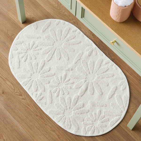 Πατάκι Μπάνιου Οβάλ (70x110) Kentia Loft Camilo 12 Ecru