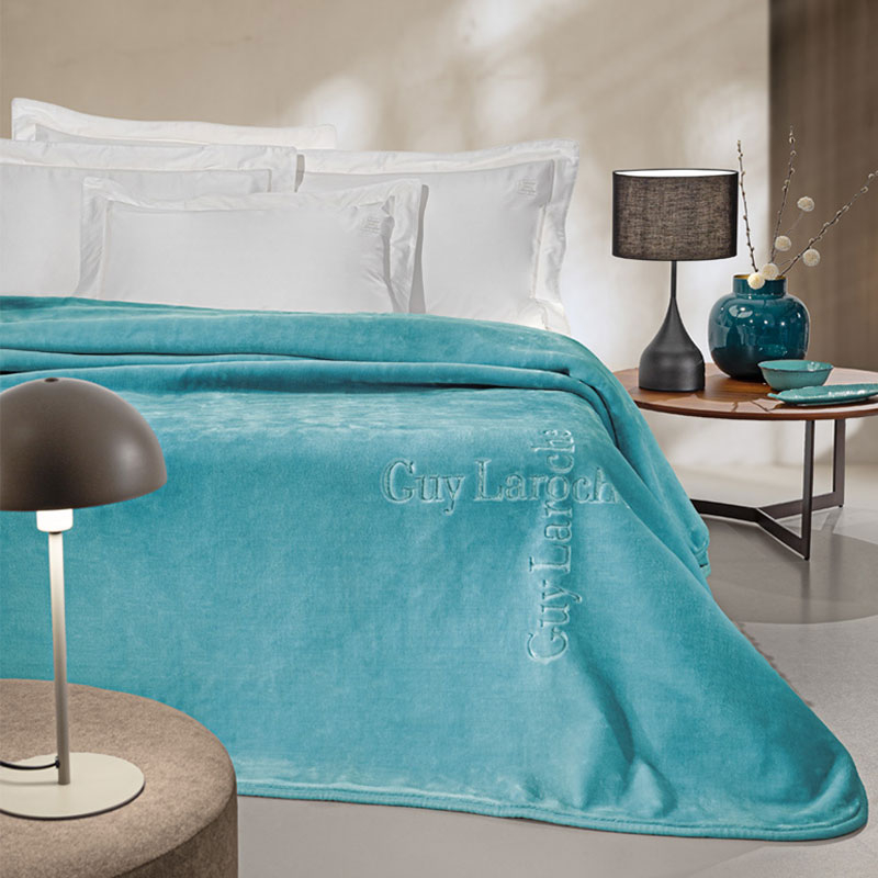 Κουβέρτα Βελουτέ Μονή (160x220) Guy Laroche Logo Petrol