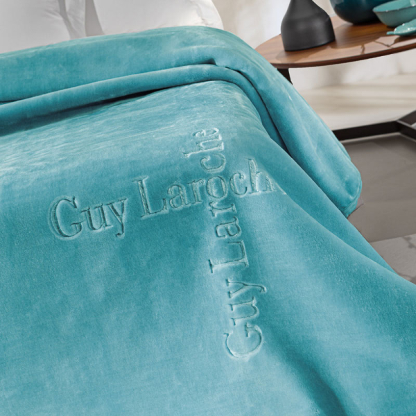 Κουβέρτα Βελουτέ Μονή (160x220) Guy Laroche Logo Petrol