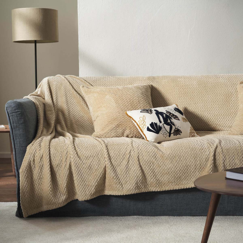 Ριχτάρι Πολυθρόνας Fleece (180x180) Gofis Home Cinnabar Sesame Beige 115/06