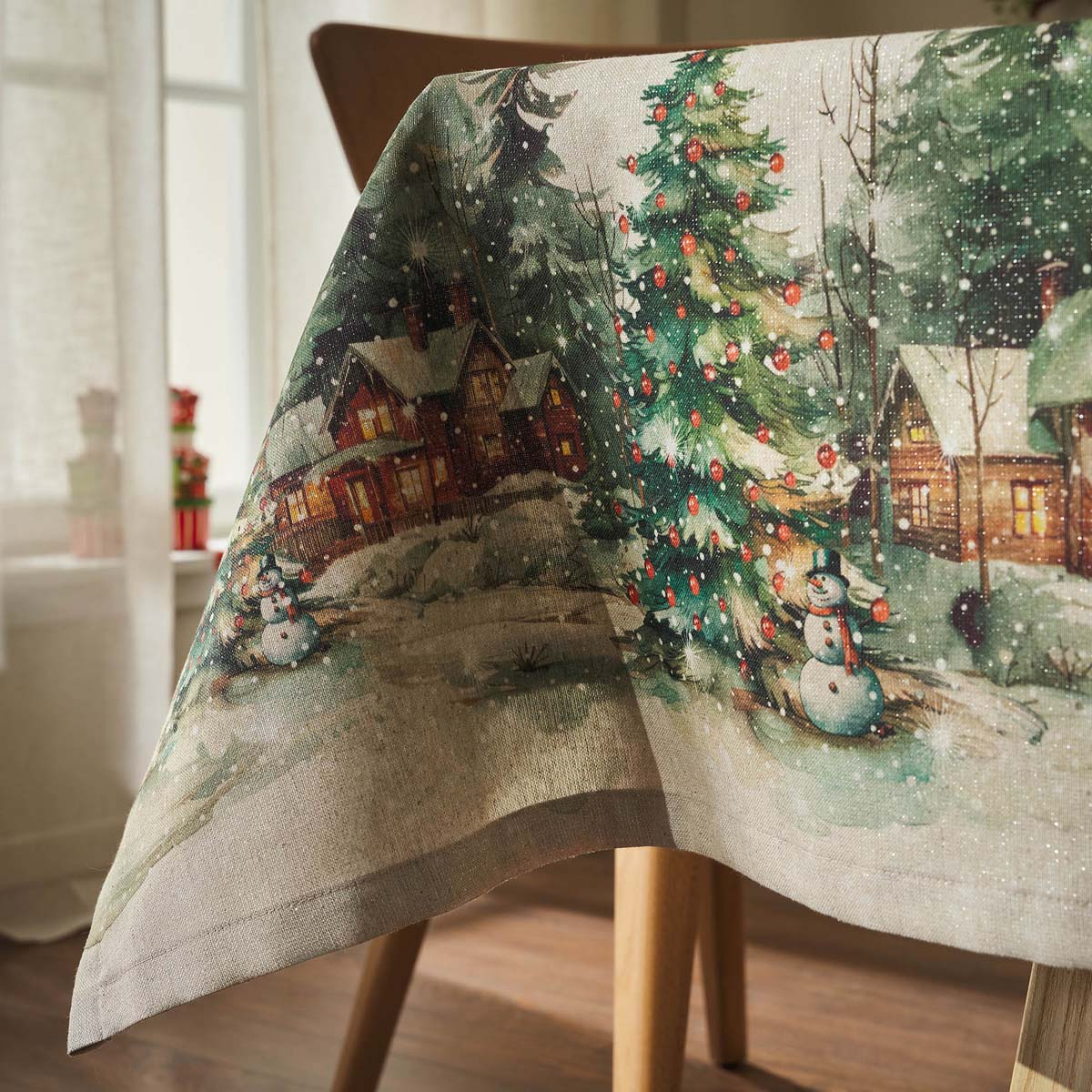 Χριστουγεννιάτικο Τραπεζομάντηλο (135X135) Gofis Home Xmas 205 Χριστουγεννιάτικα Τραπεζομάντηλα Spitishop