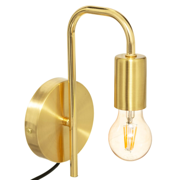 Απλίκα Τοίχου Με Φις Πρίζας A-S Keli Gold 182401A