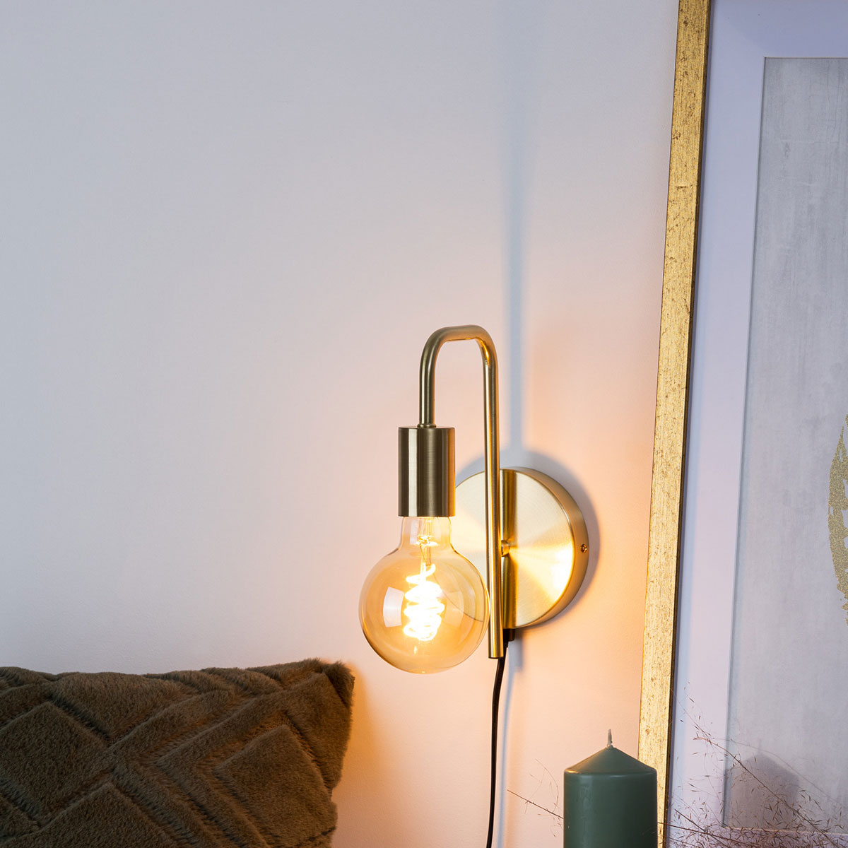 Απλίκα Τοίχου με Φις Πρίζας A-S Keli Gold 182401A Home Φωτιστικά Spitishop