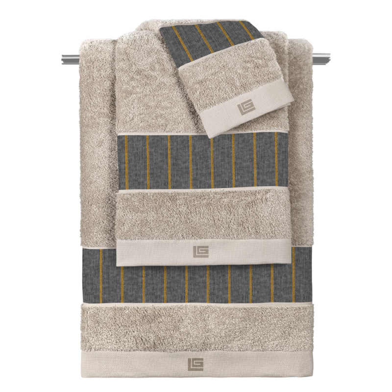 Πετσέτες Μπάνιου (Σετ 3τμχ) Guy Laroche Beverly Anthracite - Natural