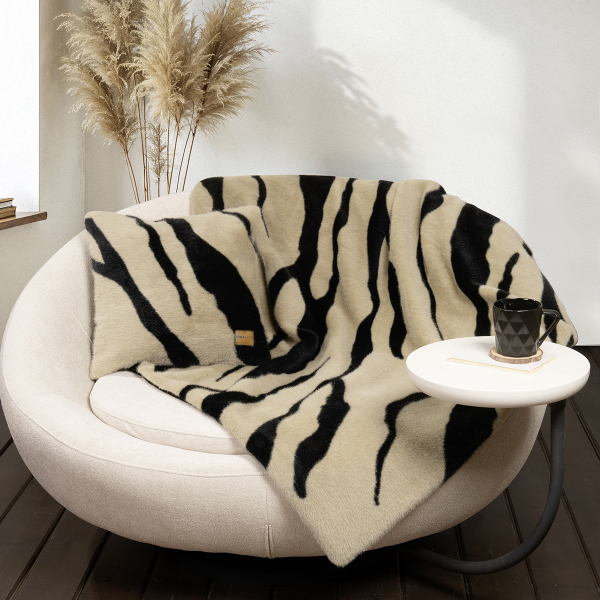 Γούνινη Κουβέρτα Καναπέ (130x170) Nima Sebra Beige