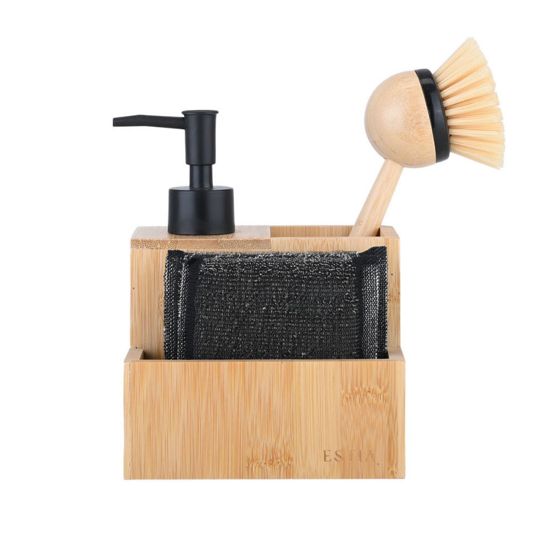 Δοχείο Υγρού Πιάτων + Θήκη Για Σφουγγάρι + Βούρτσα Estia Bamboo Essentials 02-31947