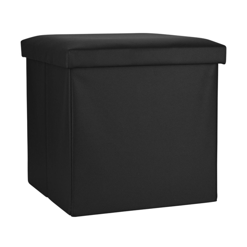 Σκαμπό Με Αποθηκευτικό Χώρο (38x38x38) Estia Cube Leather Black 03-35891