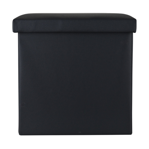 Σκαμπό Με Αποθηκευτικό Χώρο (38x38x38) Estia Cube Leather Black 03-35891