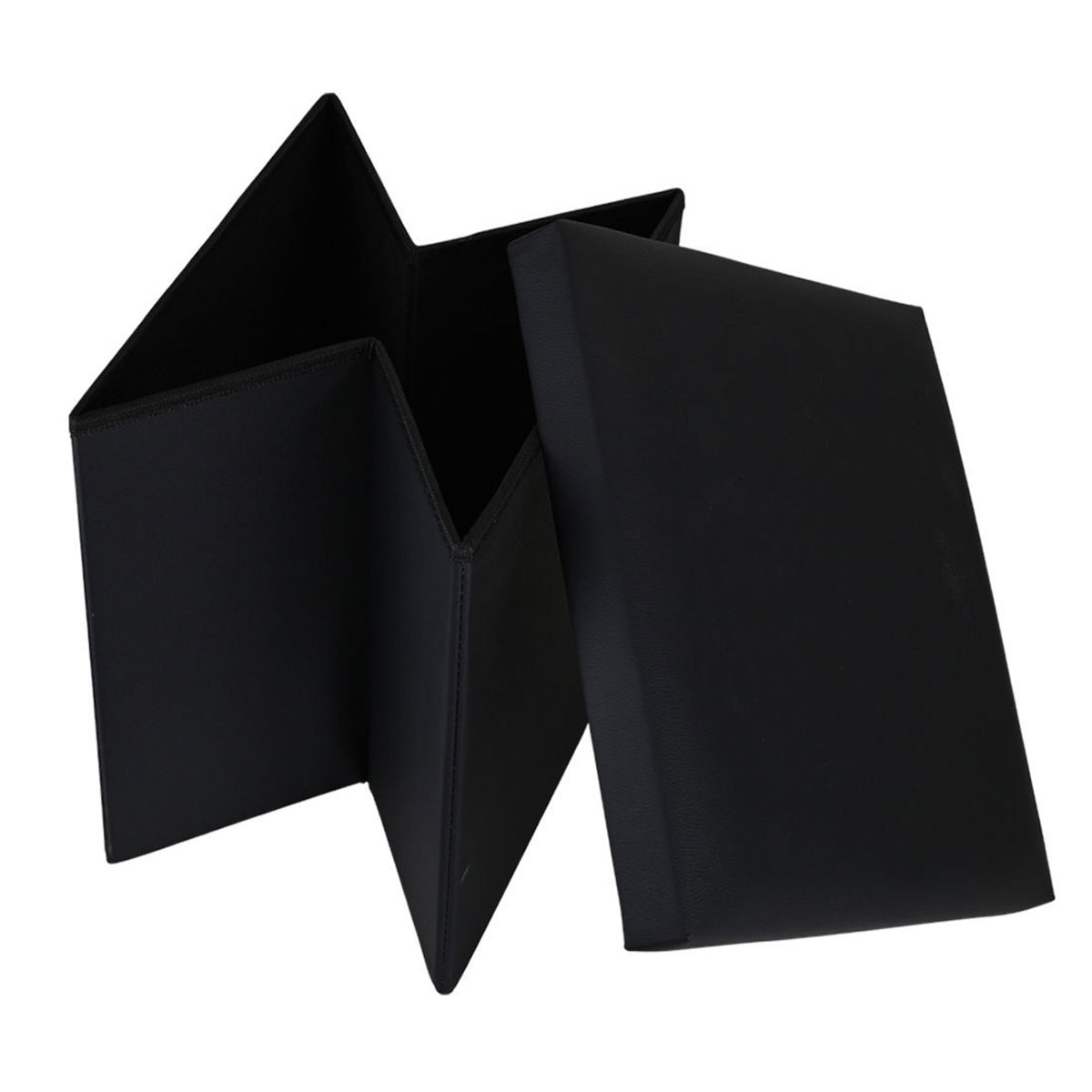 Σκαμπό με Αποθηκευτικό Χώρο (38X38X38) Estia Cube Leather Black 03-35891 Home Έπιπλα Spitishop