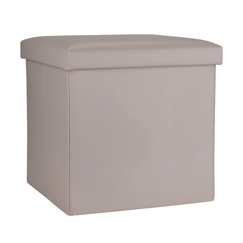 Σκαμπό Με Αποθηκευτικό Χώρο (38x38x38) Estia Cube Leather Taupe 03-35907