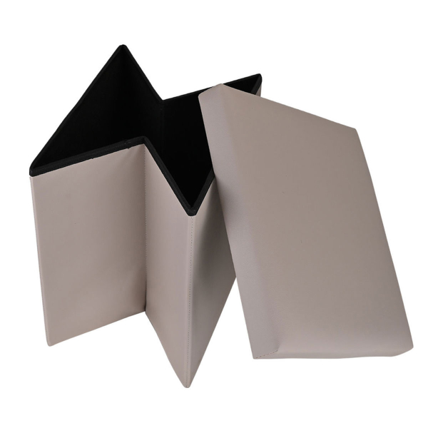 Σκαμπό Με Αποθηκευτικό Χώρο (38x38x38) Estia Cube Leather Taupe 03-35907