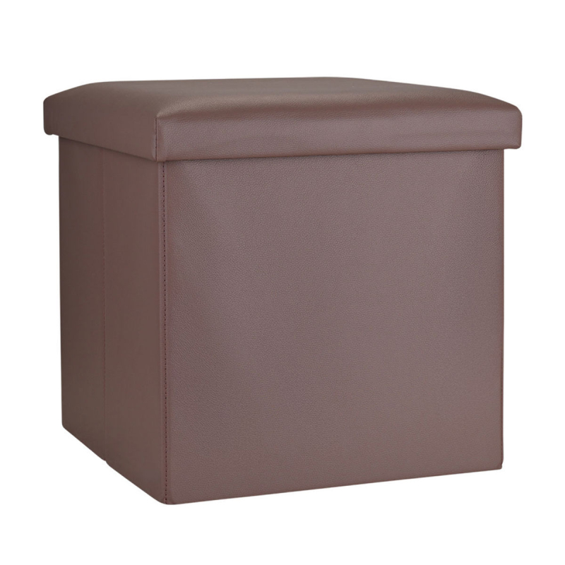 Σκαμπό Με Αποθηκευτικό Χώρο (38x38x38) Estia Cube Leather Brown 03-35914