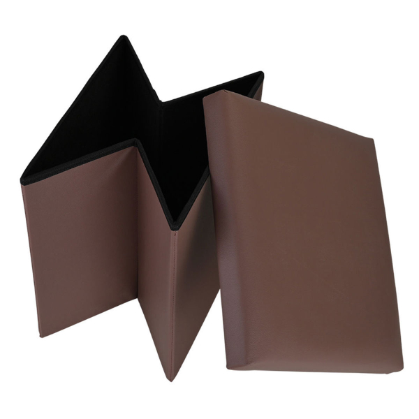 Σκαμπό Με Αποθηκευτικό Χώρο (38x38x38) Estia Cube Leather Brown 03-35914