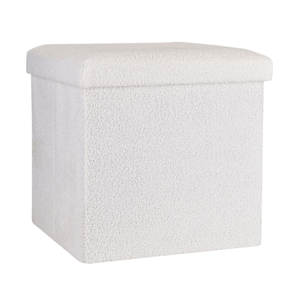 Σκαμπό Με Αποθηκευτικό Χώρο (38x38x38) Estia Cube Teddy White 03-35921