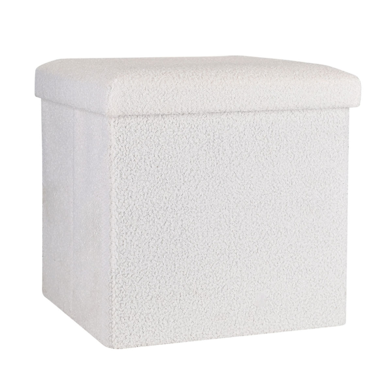 Σκαμπό Με Αποθηκευτικό Χώρο (38x38x38) Estia Cube Teddy White 03-35921