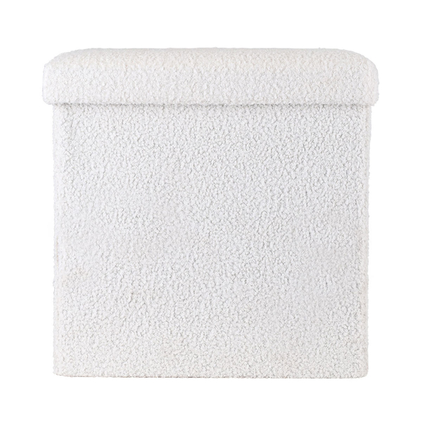 Σκαμπό Με Αποθηκευτικό Χώρο (38x38x38) Estia Cube Teddy White 03-35921