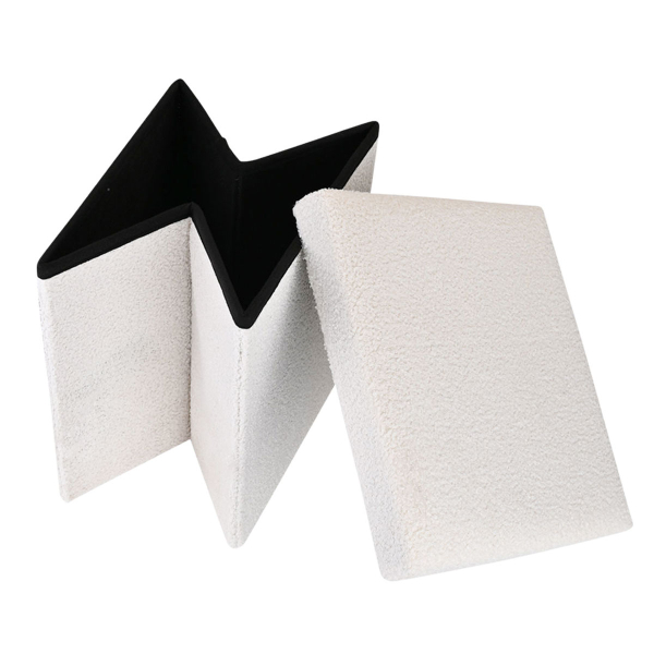 Σκαμπό Με Αποθηκευτικό Χώρο (38x38x38) Estia Cube Teddy White 03-35921