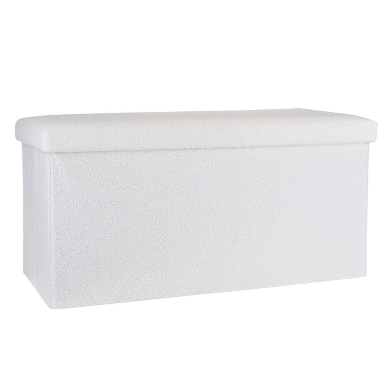 Ταμπουρέ Με Αποθηκευτικό Χώρο (76x38x38) Estia Cube Teddy White 03-35938
