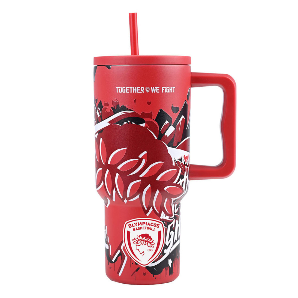 Κούπα Θερμός Με Λαβή & Καλαμάκι 900ml Estia Olympiacos Together We Fight 01-35976