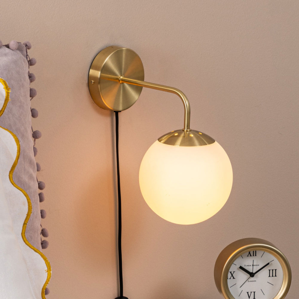 Απλίκα Τοίχου Με Φις Πρίζας A-S Dris Gold 190664