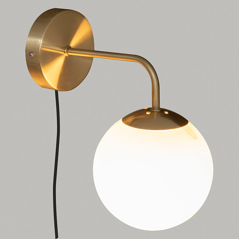 Απλίκα Τοίχου με Φις Πρίζας A-S Dris Gold 190664 Home Φωτιστικά Spitishop
