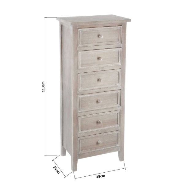 Συρταριέρα 6 Θέσεων (45x35x113) A-S Charme Natural 102214C