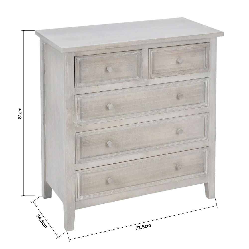 Συρταριέρα 5 Θέσεων (72 5X34 5X81) A-S Charme Natural 121474C Home Έπιπλα Συρταριέρες - Ντουλάπια Spitishop