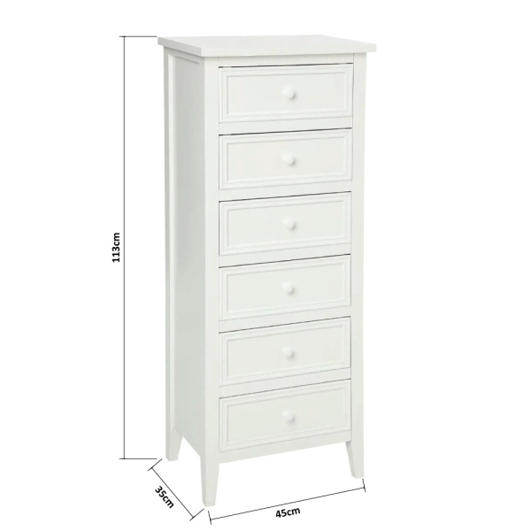 Συρταριέρα 6 Θέσεων (45x35x113) A-S Charme White 102214B