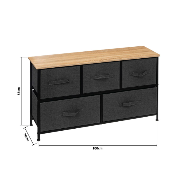 Συρταριέρα 5 Θέσεων (100x30x55) F-V Tissa D.Grey 193559