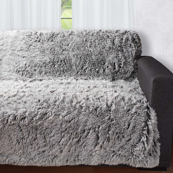Γούνινο Διακοσμητικό Ριχτάρι/Κουβέρτα Καναπέ (145x195) Silk Fashion 5336 Grey/Black