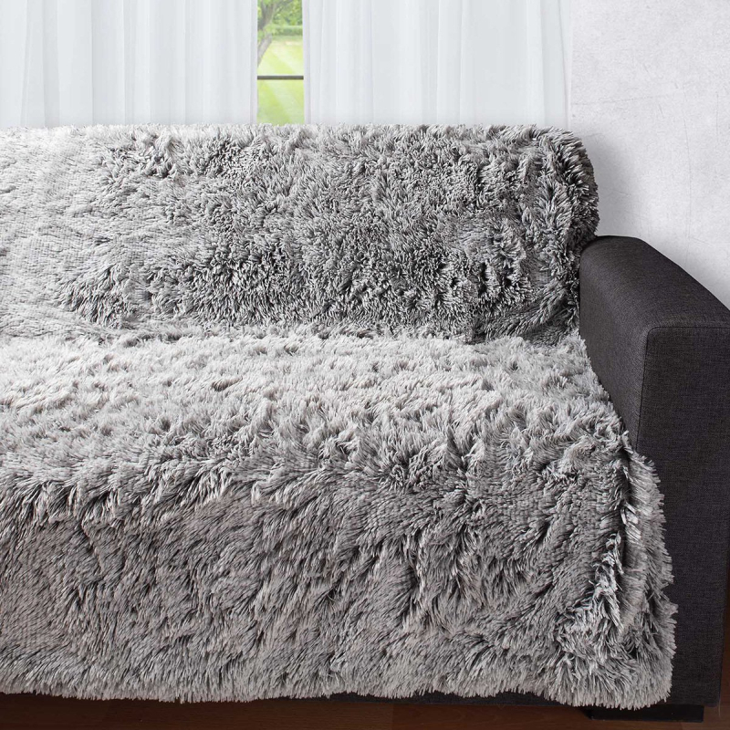 Γούνινο Διακοσμητικό Ριχτάρι/Κουβέρτα Καναπέ (145x195) Silk Fashion 5336 Grey/Black