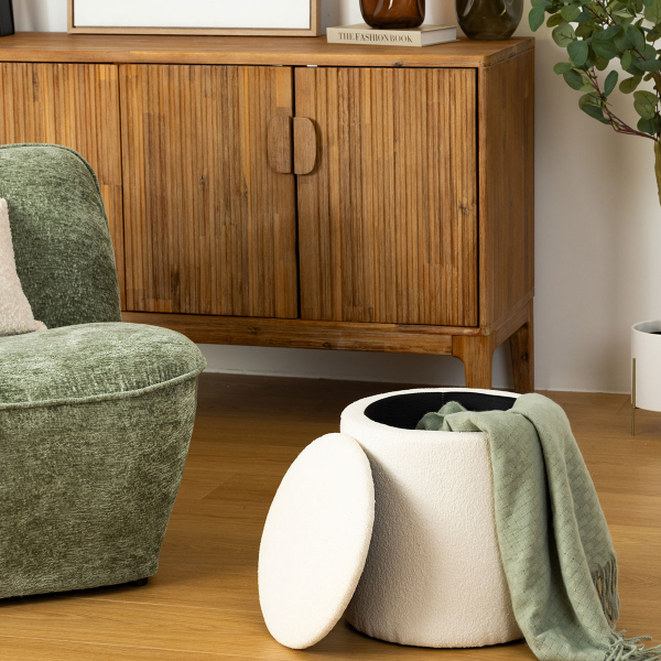 Σκαμπό Με Αποθηκευτικό Χώρο (Φ35x37) A-S Kaydi White 202255A