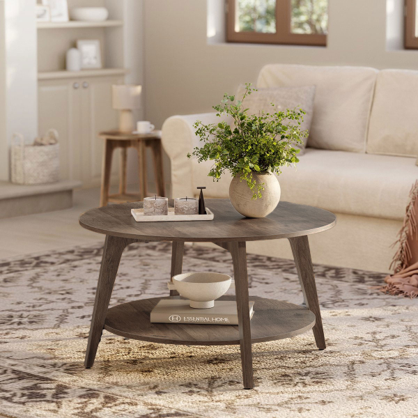 Τραπέζι Σαλονιού Με Ράφι (Φ80x45) Vasagle LCT243K41