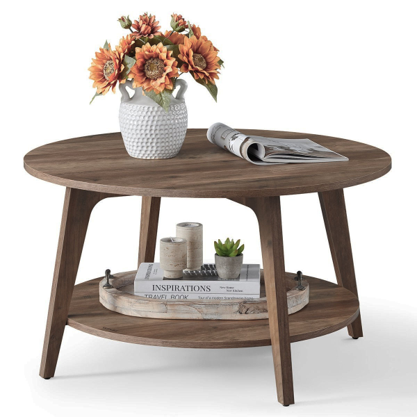 Τραπέζι Σαλονιού Με Ράφι (Φ80x45) Vasagle LCT243K41