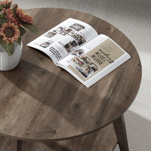 Τραπέζι Σαλονιού Με Ράφι (Φ80x45) Vasagle LCT243K41