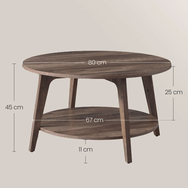 Τραπέζι Σαλονιού Με Ράφι (Φ80x45) Vasagle LCT243K41