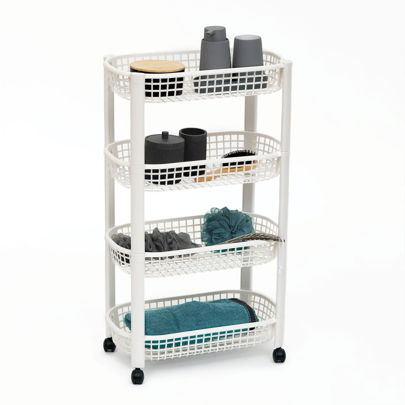 Τρόλεϊ/Ραφιέρα 4 Θέσεων (46.5x25.5x79) F-V Basket Trolley White 189990B