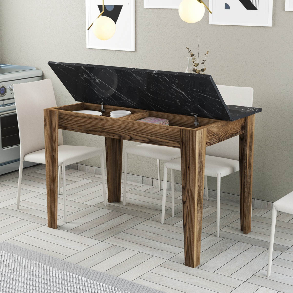 Τραπέζι Κουζίνας Με Αποθηκευτικό Χώρο (110x72x75) A-G Kiev 845HCT2106 Walnut/Black