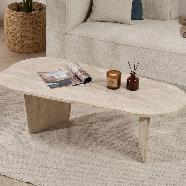 Τραπέζι Σαλονιού (130x40x65) A-G Ovalis 838NRD1106 Travertine