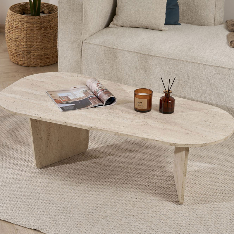 Τραπέζι Σαλονιού (130x40x65) A-G Ovalis 838NRD1106 Travertine