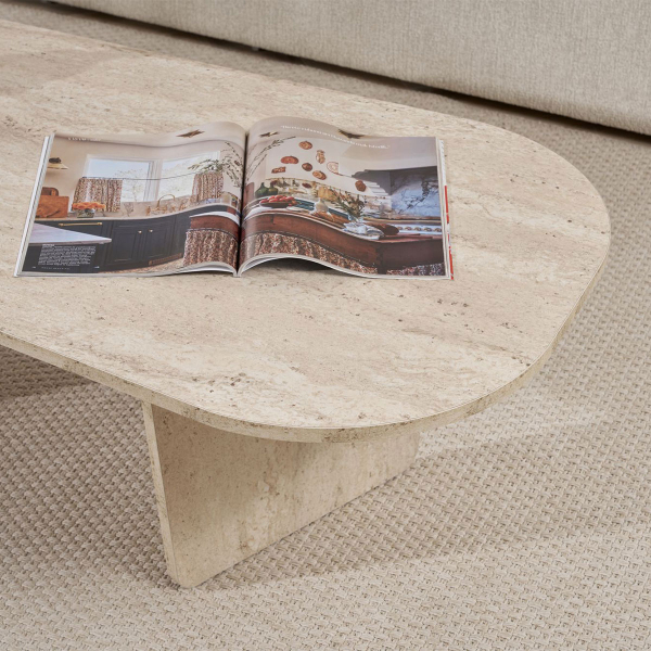 Τραπέζι Σαλονιού (130x40x65) A-G Ovalis 838NRD1106 Travertine