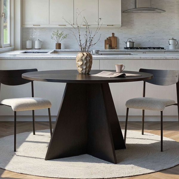 Τραπέζι Τραπεζαρίας (Φ120x75) A-G Virella 746NRD1112 Wood Black