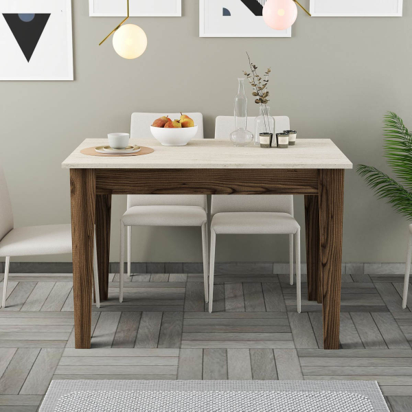 Τραπέζι Κουζίνας Με Αποθηκευτικό Χώρο (110x72x75) A-G Kiev 845HCT2110 Walnut/Travertine