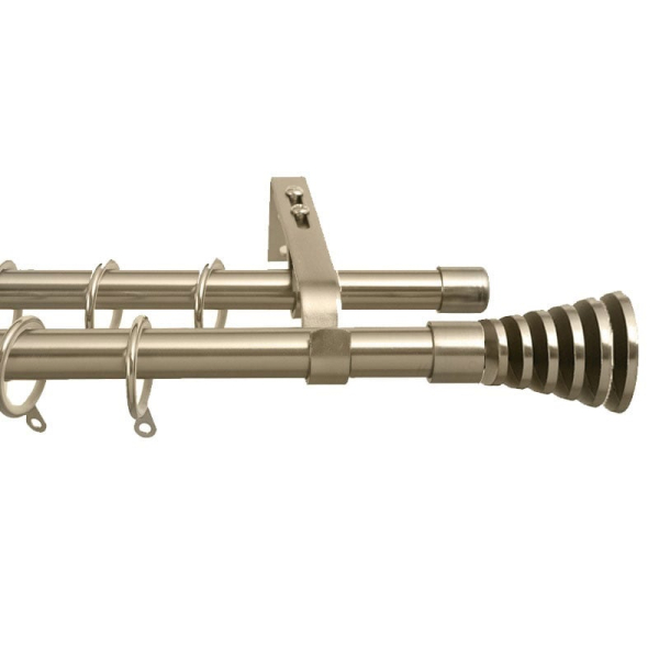 Κουρτινόξυλο Διπλό Επεκτεινόμενο 140-240cm Με Άκρα Grace Beauty Bronze 450246