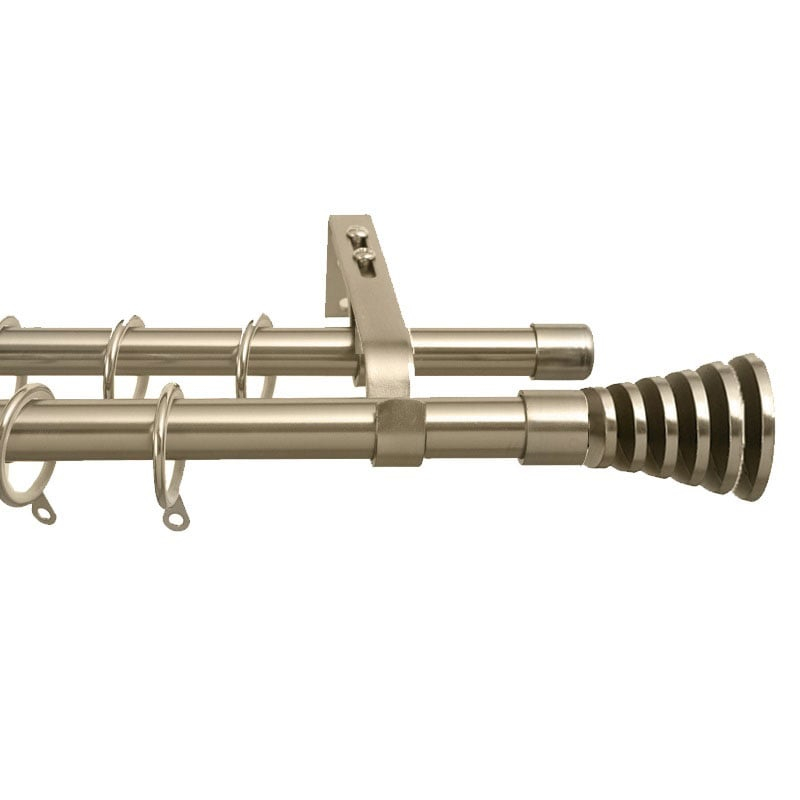 Κουρτινόξυλο Διπλό Επεκτεινόμενο 140-240cm Με Άκρα Grace Beauty Bronze 450246