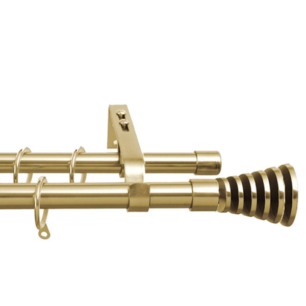 Κουρτινόξυλο Διπλό Επεκτεινόμενο 160-300cm Με Άκρα Grace Beauty Bronze 450306